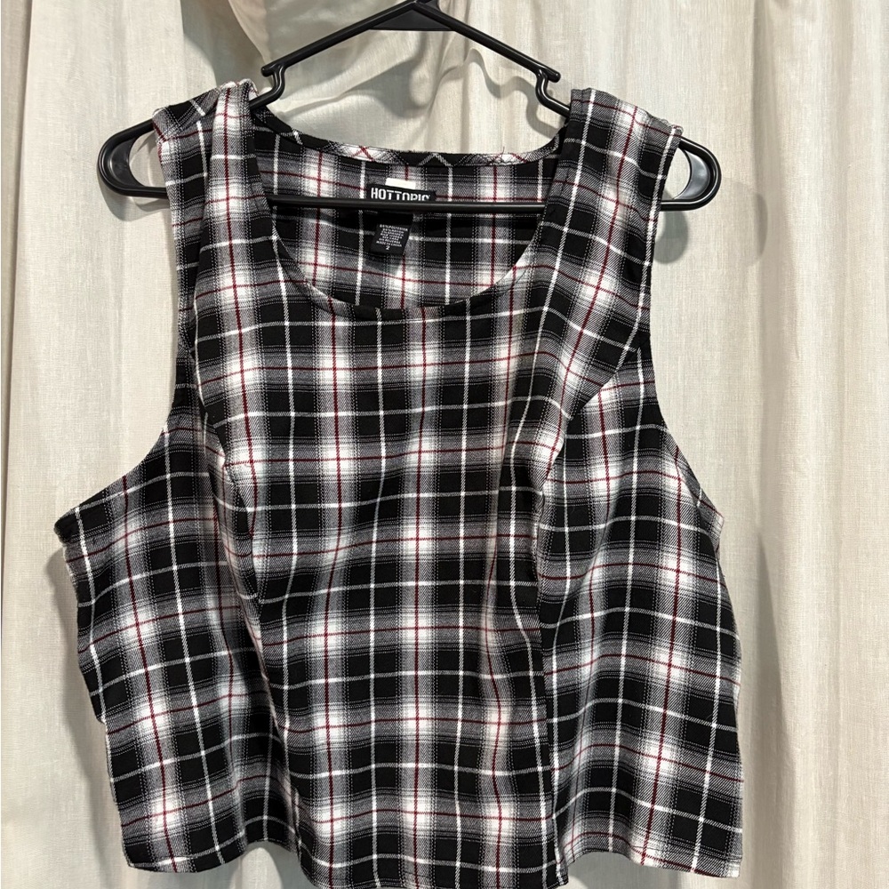 Hot Topic Black, Red and White Plaid Tank Top